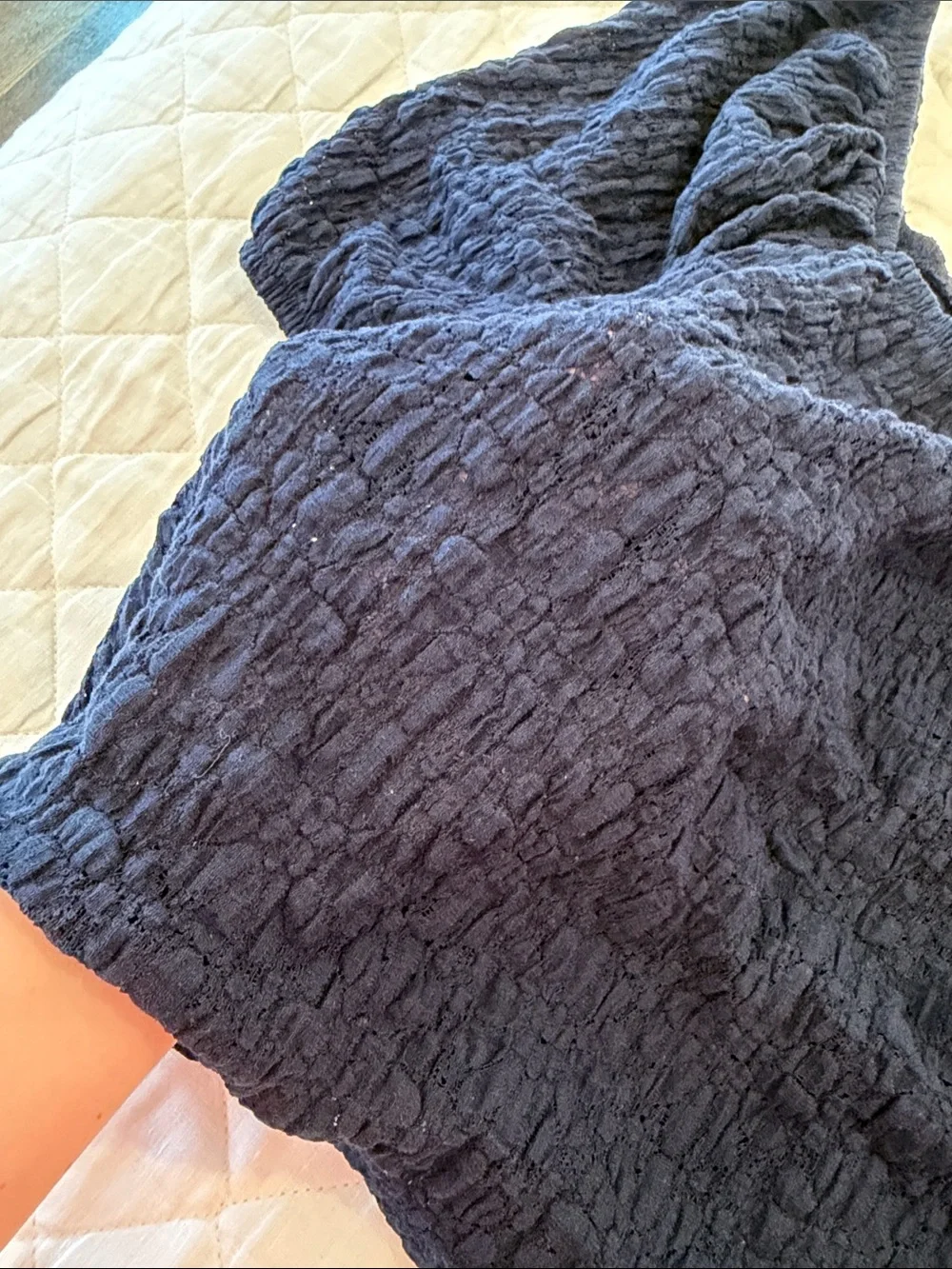Old Navy Black Textured Puff-Sleeve Square Neck Top